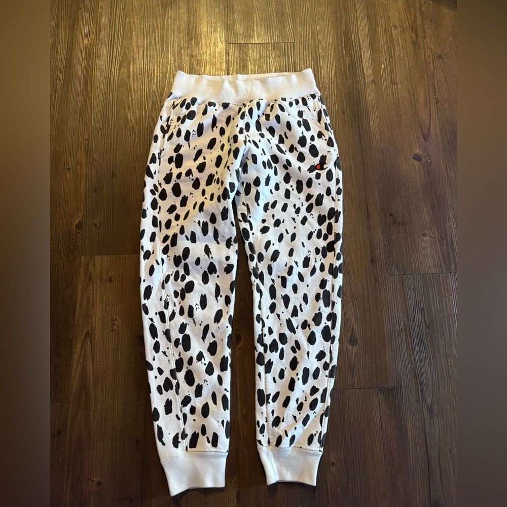 Reverse weave champion cow print sweat pants